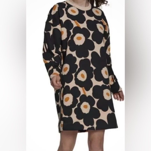 Addidas Marimekko Unikko Halo Blush Sweatshirt Dress - Picture 3 of 5